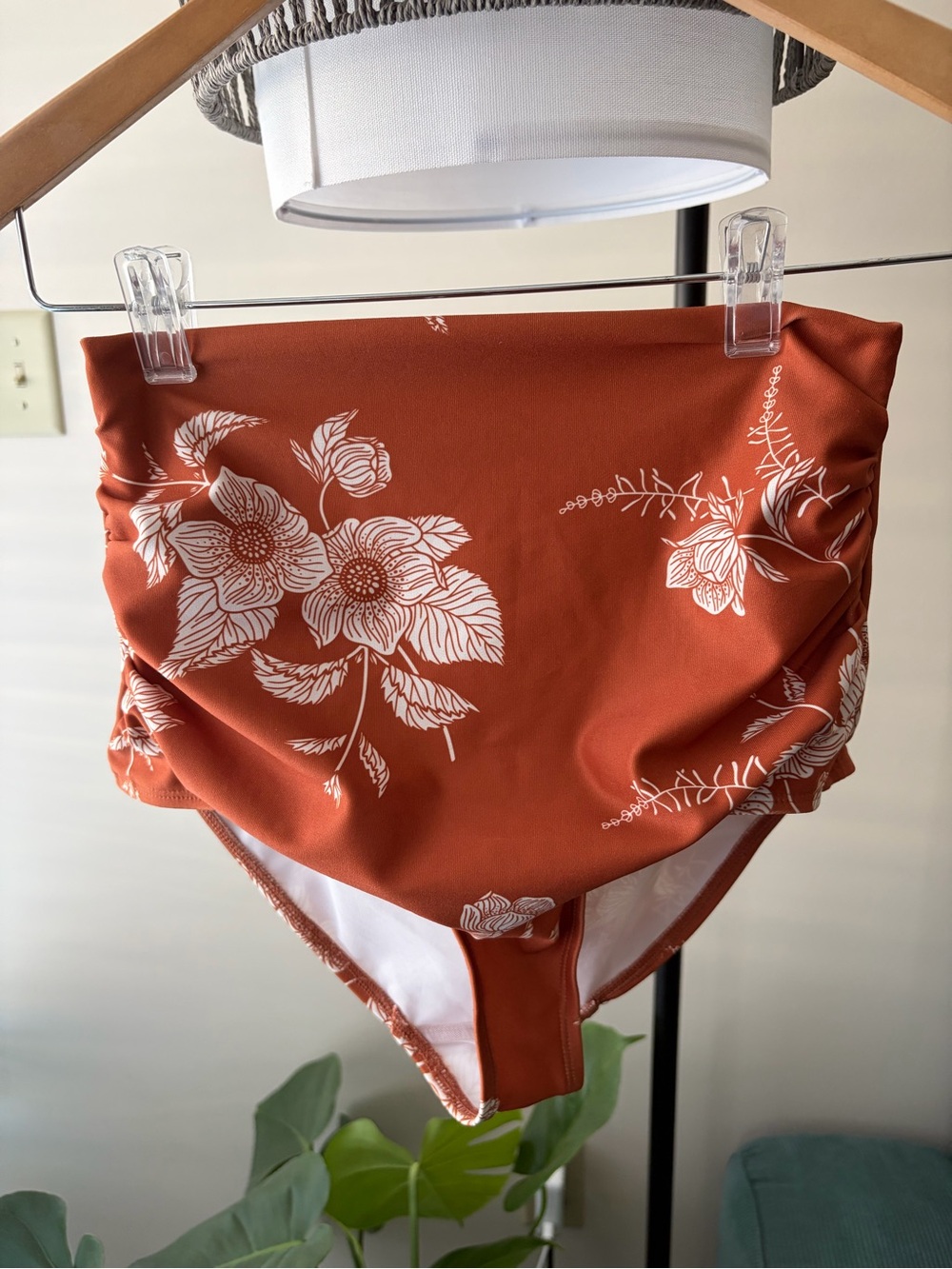 Nettles Tale Rust Floral High-Waist Bikini Bottom